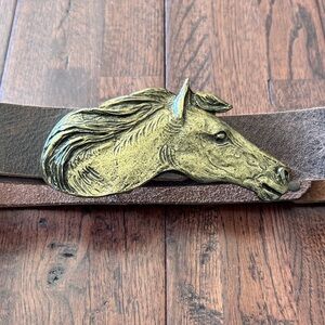 Horse Head Belt with Bronze Buckle